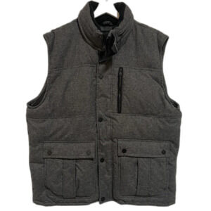 VINCE CAMUTO | Men's Dark Gray Quilted Puffer Vest Sz XL Hooded Jacket WARM